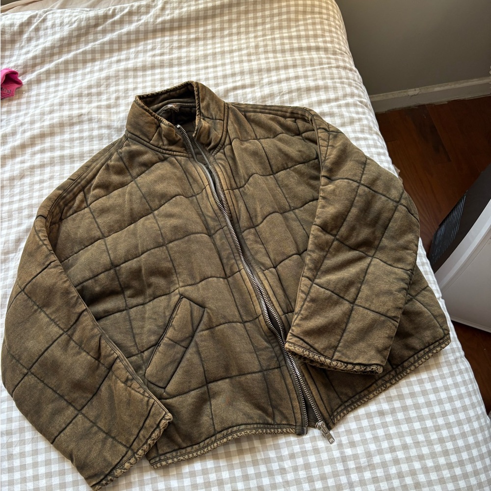 Free People Quilted Tan Puffer Jacket